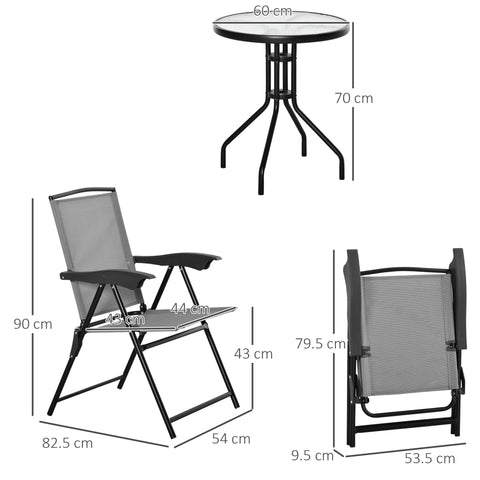 Black metal frame folding chair with gray sling fabric seat and backrest from outsunny furniture set for outdoor use