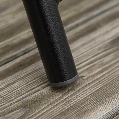 Black textured metal leg with gray rubber cap on outsunny folding chairs in grey sling fabric furniture set