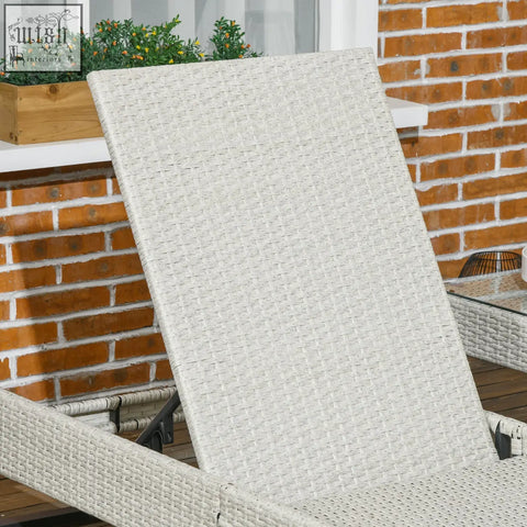 Beige woven resin lounge chair with black metal frame from outsunny longline seat cushions set with coffee table