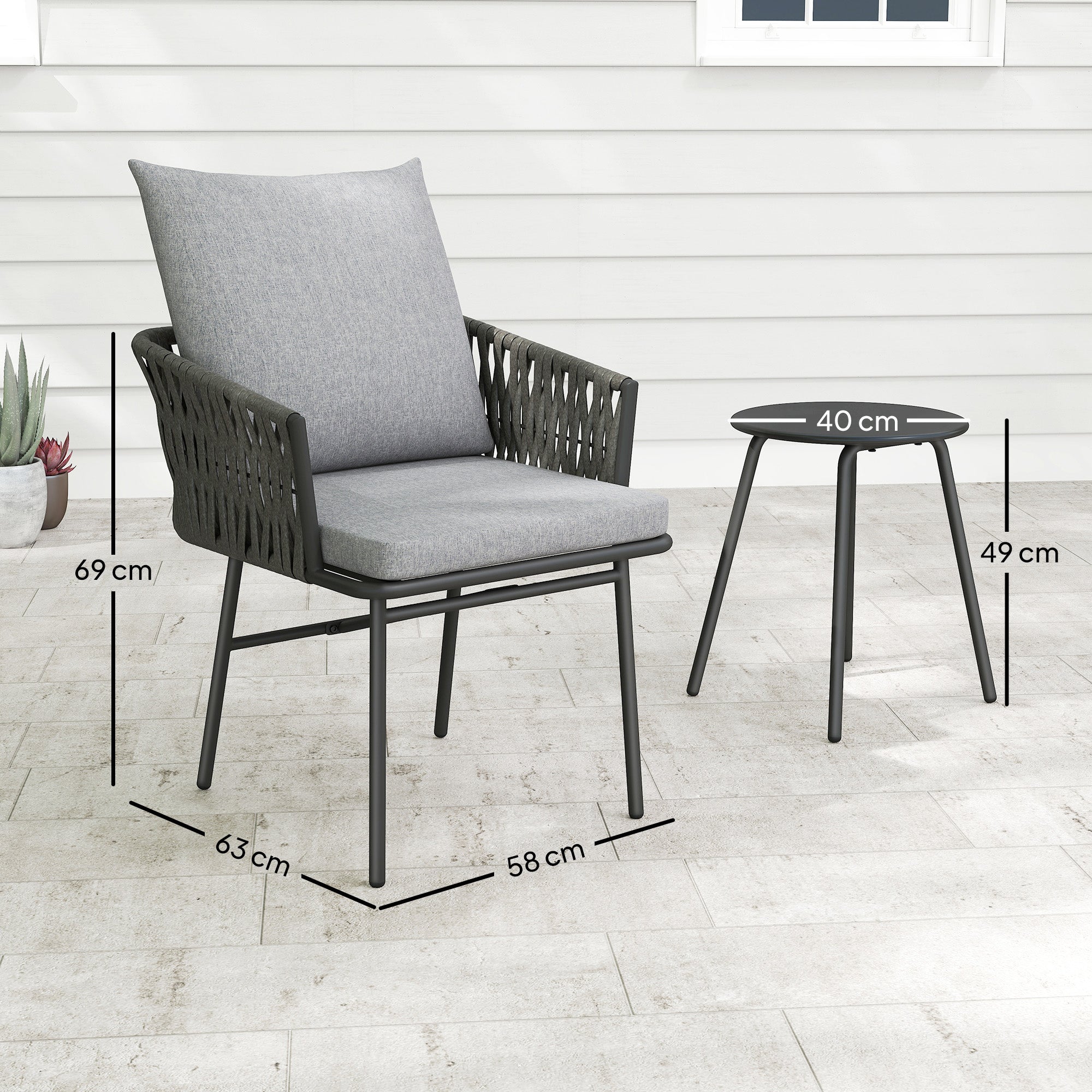 Modern gray woven armchair with matching cushion and rust-resistant steel frame from outsunny rattan furniture set
