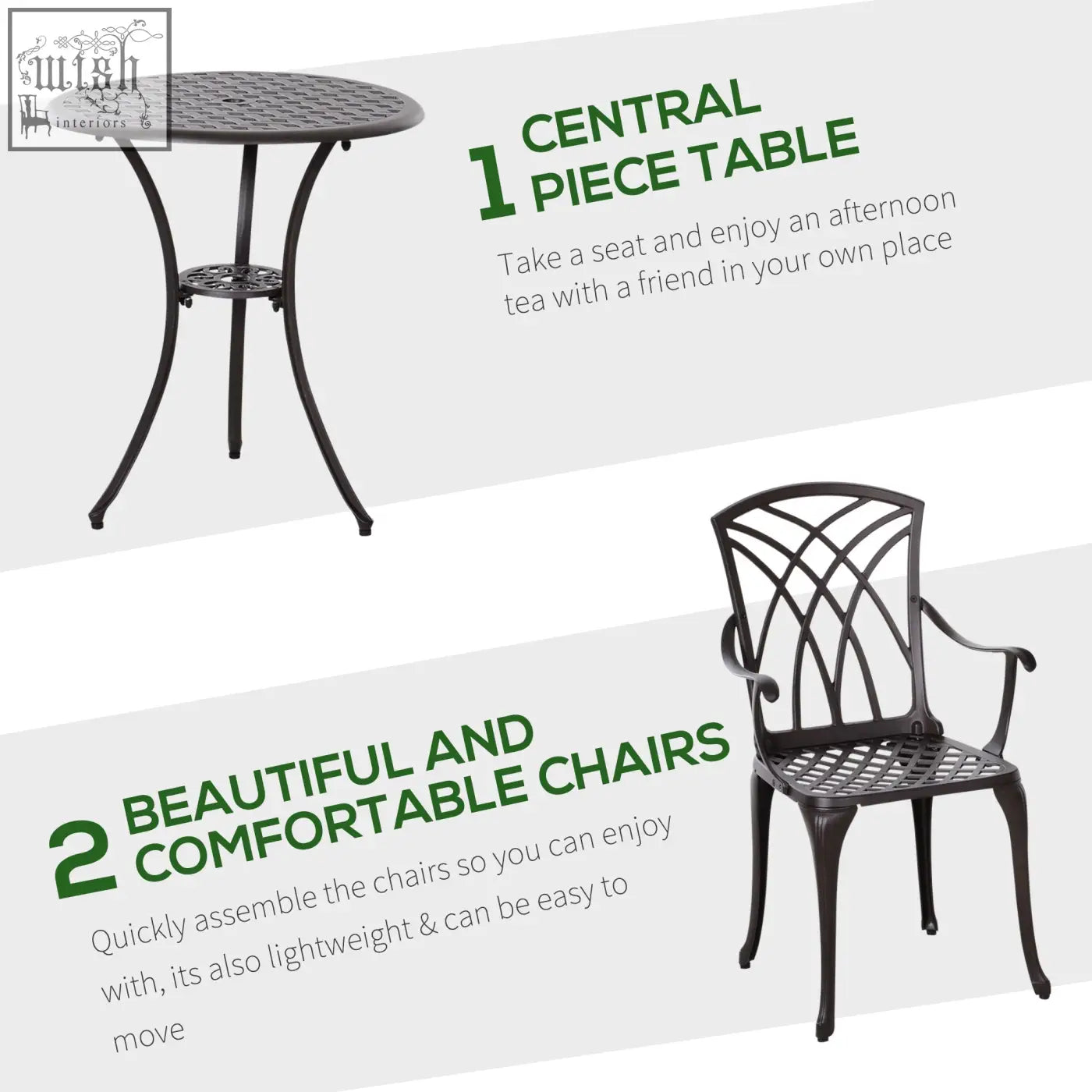 Black wrought iron circular patio table with decorative lattice pattern in outsunny cast aluminium garden furniture set