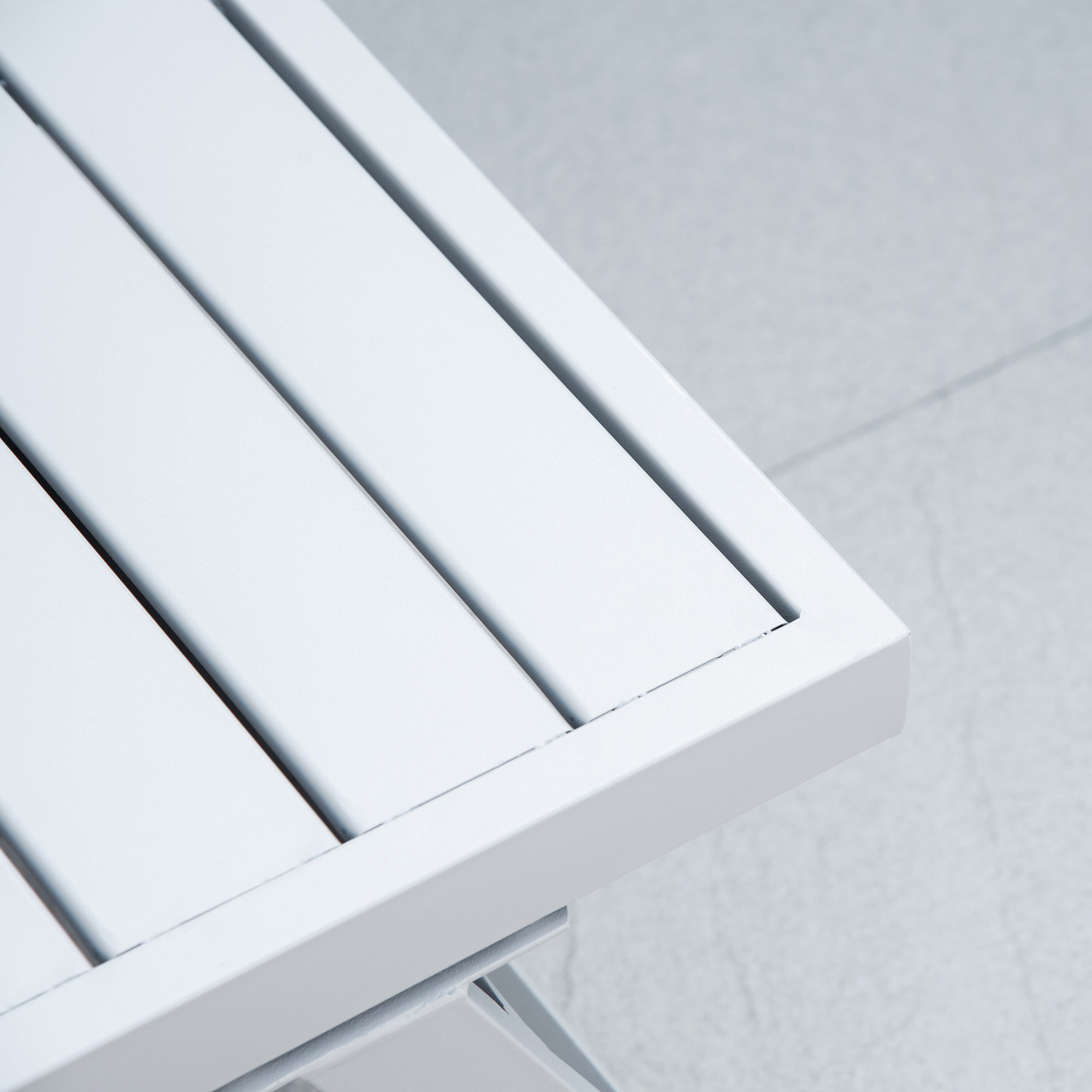 White slatted outdoor 3-seater sofa with adjustable backrest in grey garden furniture set by Outsunny