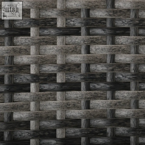 Gray woven wicker surface detail of outsunny rattan bistro set coffee table with rustic textured pattern