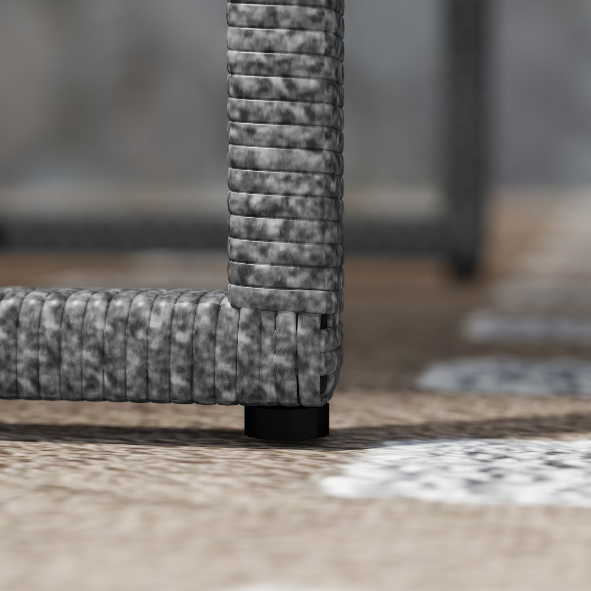 Gray woven resin leg with black foot of outsunny grey rattan bistro set for outdoor patio and garden use