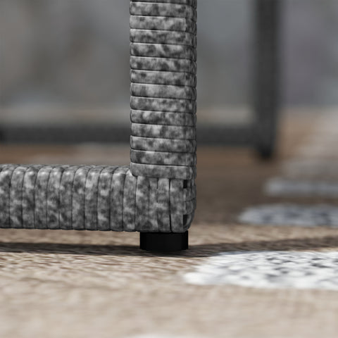 Gray woven resin leg with black foot of outsunny grey rattan bistro set for outdoor patio and garden use
