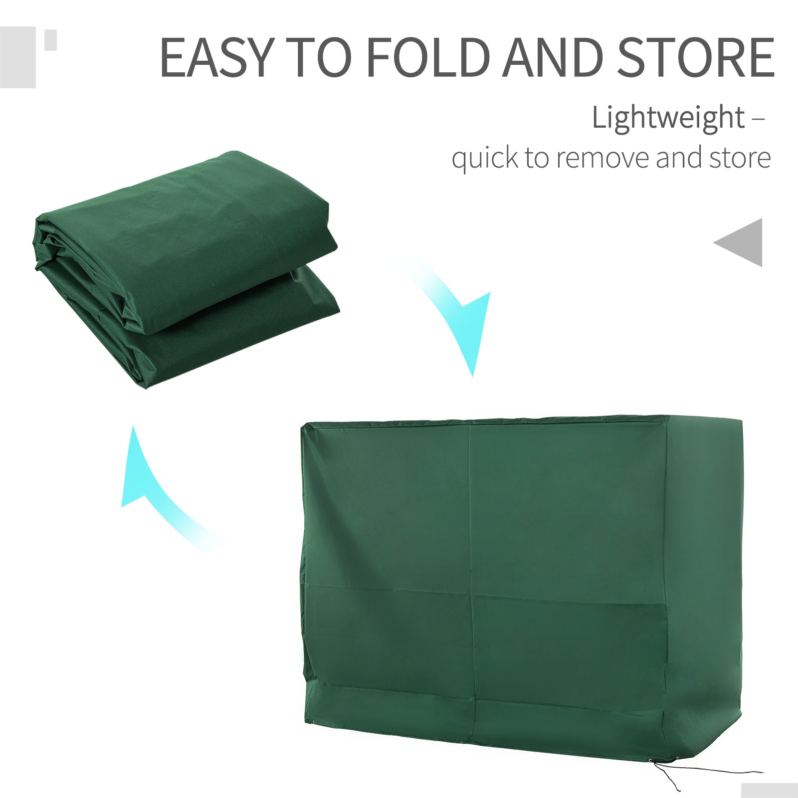 Dark green lightweight oxford fabric cover for outsunny 3-seat swing chair easy folding and storage with uv resistance