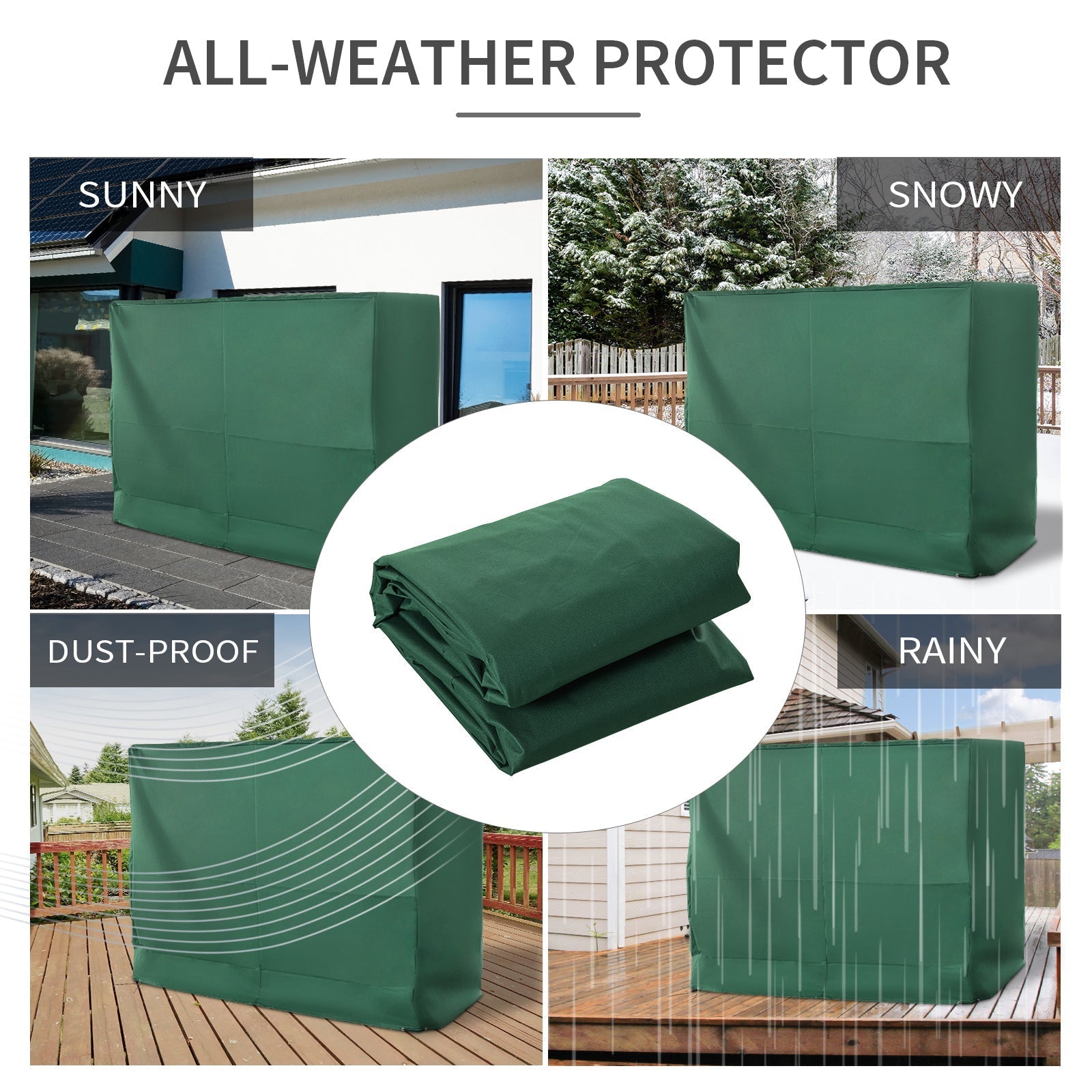 Dark green outsunny 3-seat swing chair cover made of durable high density oxford fabric water and uv resistant