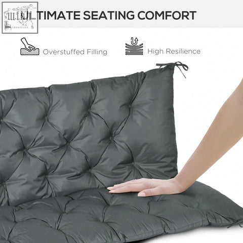 Dark grey outsunny 3 seater bench cushion with polyester fabric cover and tie fastenings for indoor outdoor use