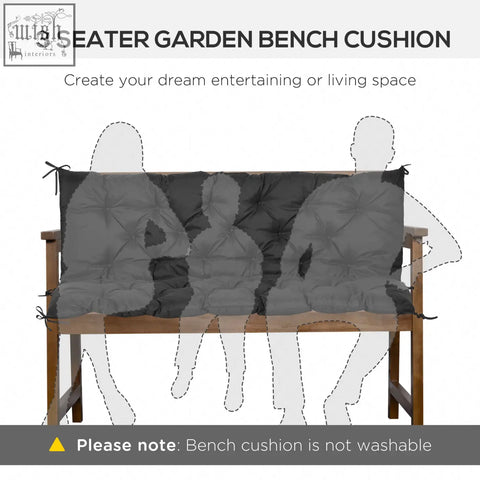 Dark gray outsunny 3 seater bench cushion with fabric cover and tie fastenings for indoor and outdoor use