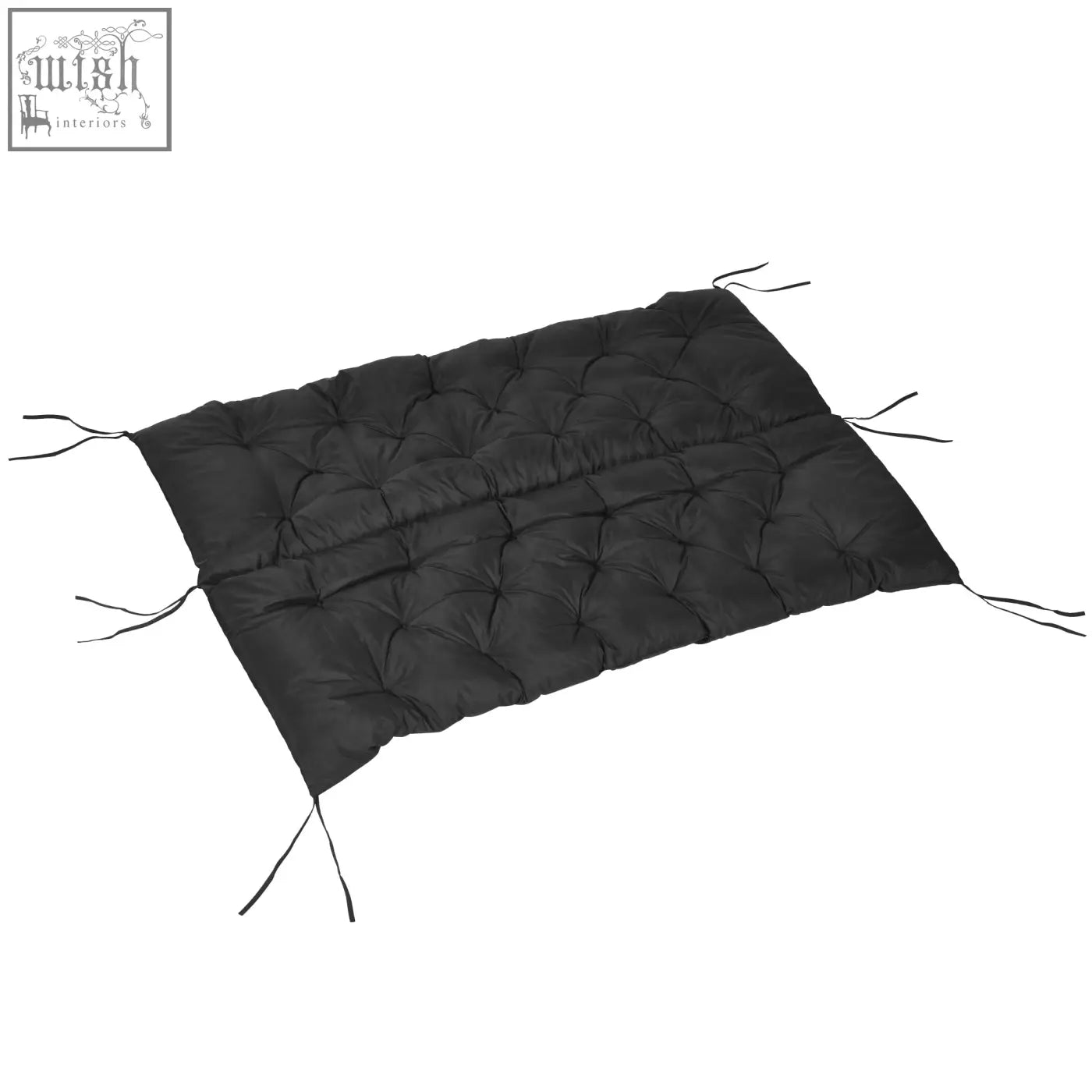 Black tufted outsunny 3 seater bench cushion with fabric cover and tie fastenings for secure indoor outdoor use