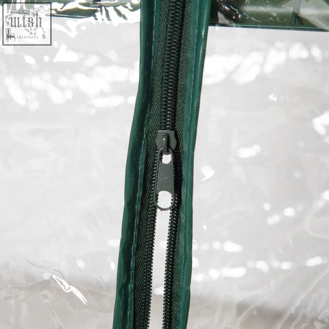Outsunny 3 tier mini greenhouse with dark green zipper roll-up door and clear plastic cover 69l x 49w cm