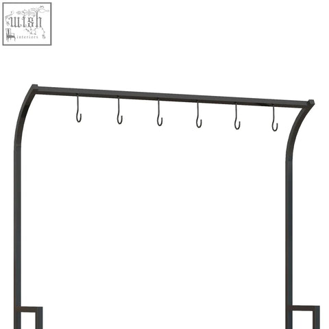 Black metal coat rack with six hooks part of outsunny steel frame tiered plant rack for indoor outdoor use