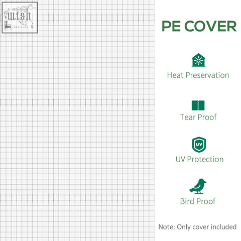 Outsunny 3x2x2m white pe greenhouse cover with green grid is heat preservation tear proof uv and bird proof for light wind rain and easy access