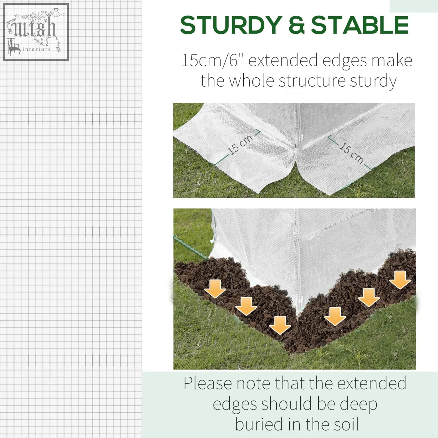 White mesh garden cloche with 15cm extended edges for stability fits outsunny greenhouse cover resists light rain wind with easy access