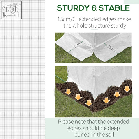 White mesh garden cloche with 15cm extended edges for stability fits outsunny greenhouse cover resists light rain wind with easy access