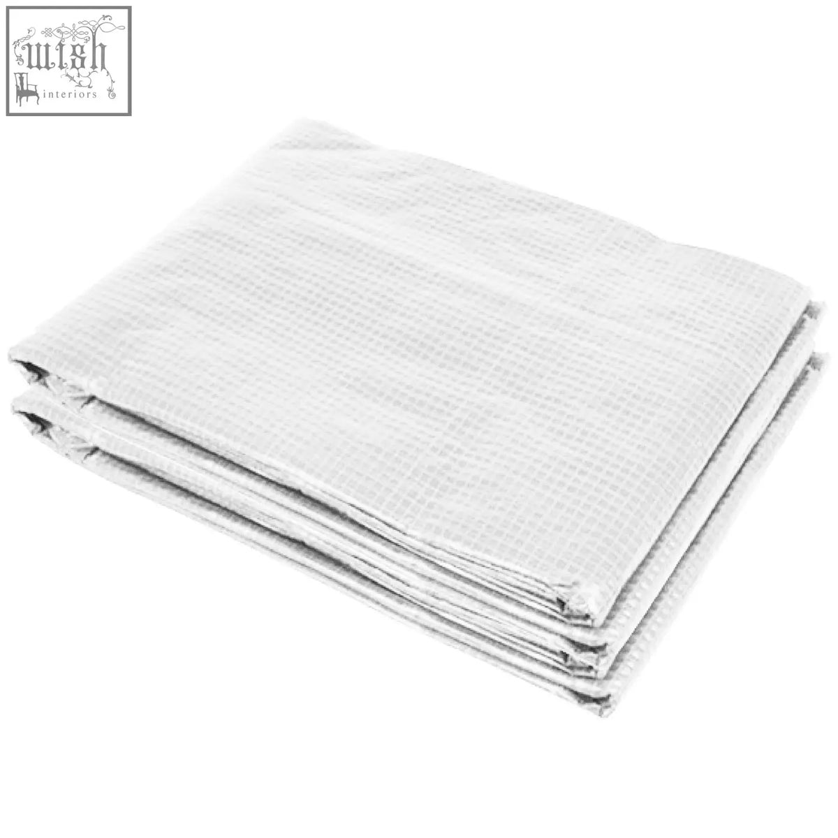 White folded fabric tarp with subtle grid pattern for outsunny greenhouse cover offers easy access against light rain and wind