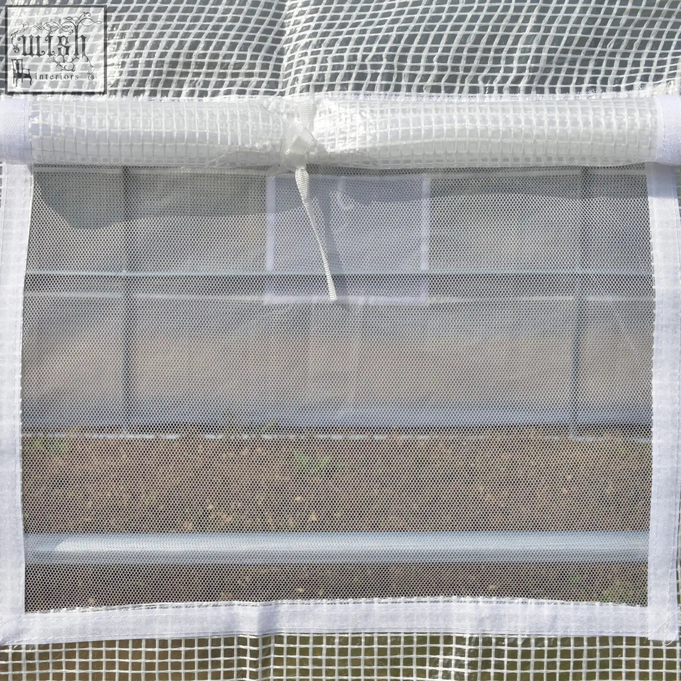 White mesh 3x3 m Outsunny polytunnel greenhouse with galvanised steel frame and roll-up top section for gardening
