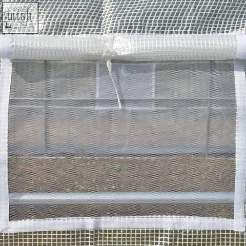 White mesh 3x3 m Outsunny polytunnel greenhouse with galvanised steel frame and roll-up top section for gardening