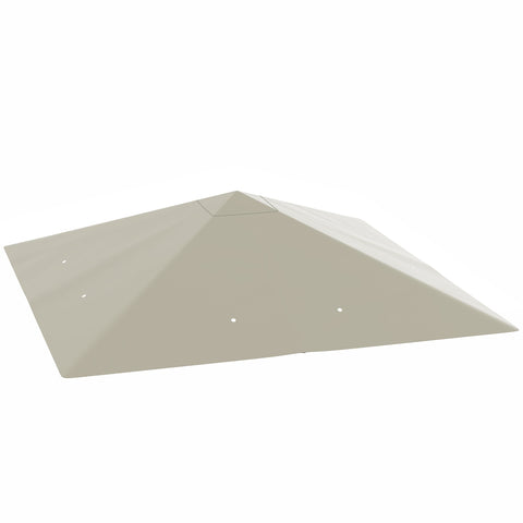 Beige metal pyramid roof cap with four holes for outsunny light grey gazebo canopy replacement 3x3m