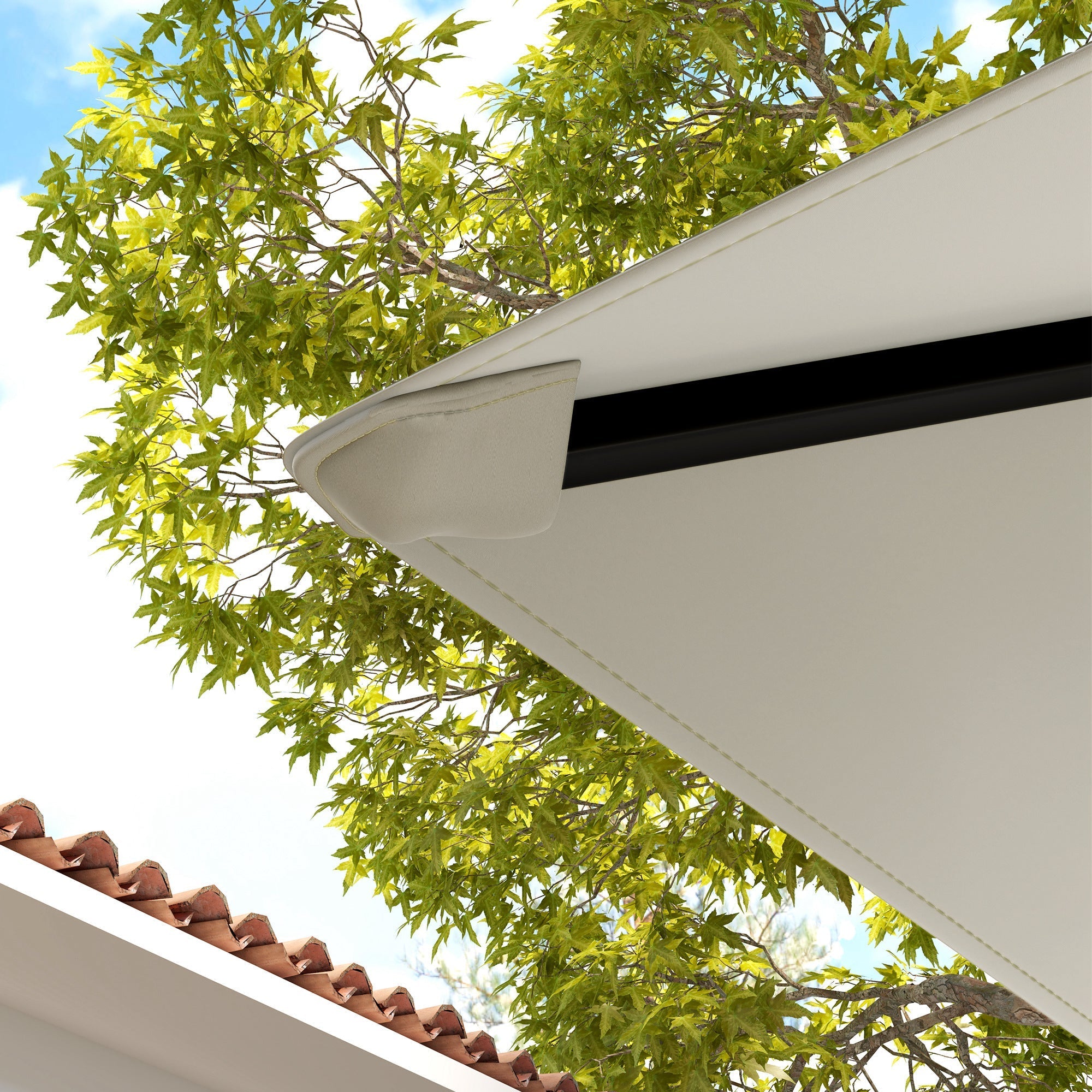 White canvas gazebo canopy replacement with black trim and stitched edges for outsunny 3 x 3 m light grey gazebo