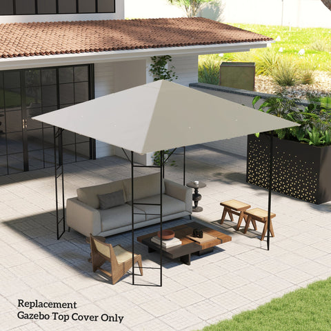 Beige fabric gazebo canopy replacement with a square top and black metal frame for Outsunny 3 x 3m light grey gazebo