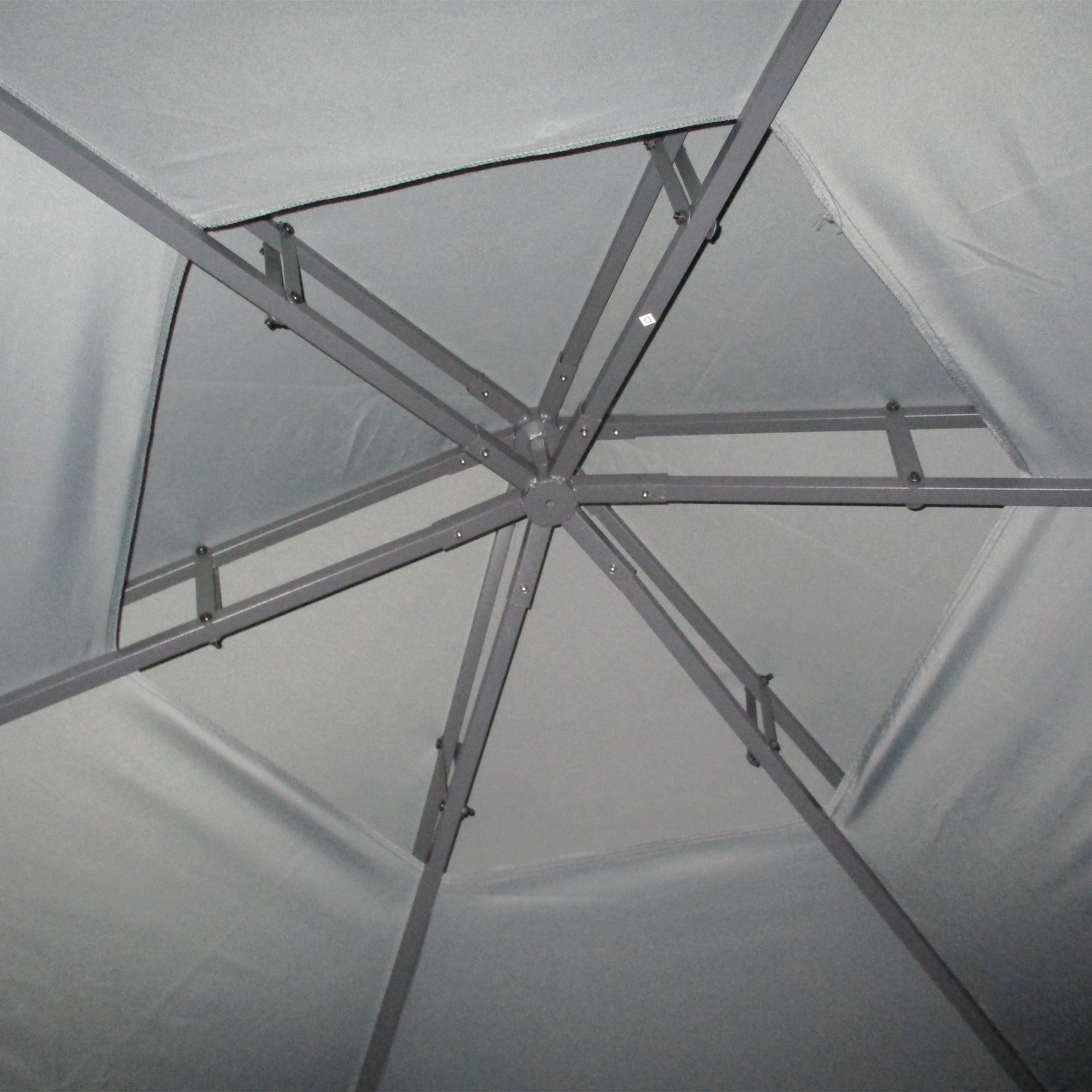 Gray outsunny 3x3m hexagon gazebo with rust-resistant steel frame and light gray fabric panels for outdoor garden use