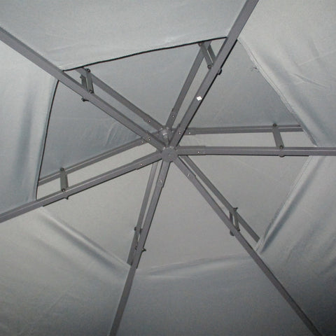 Gray outsunny 3x3m hexagon gazebo with rust-resistant steel frame and light gray fabric panels for outdoor garden use