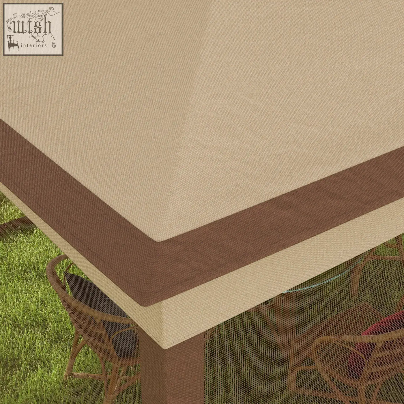 Beige and brown woven fabric patio table cover with textured durable weave for outsunny 3 x 3m pop up gazebo metal frame safe shelter with carry bag
