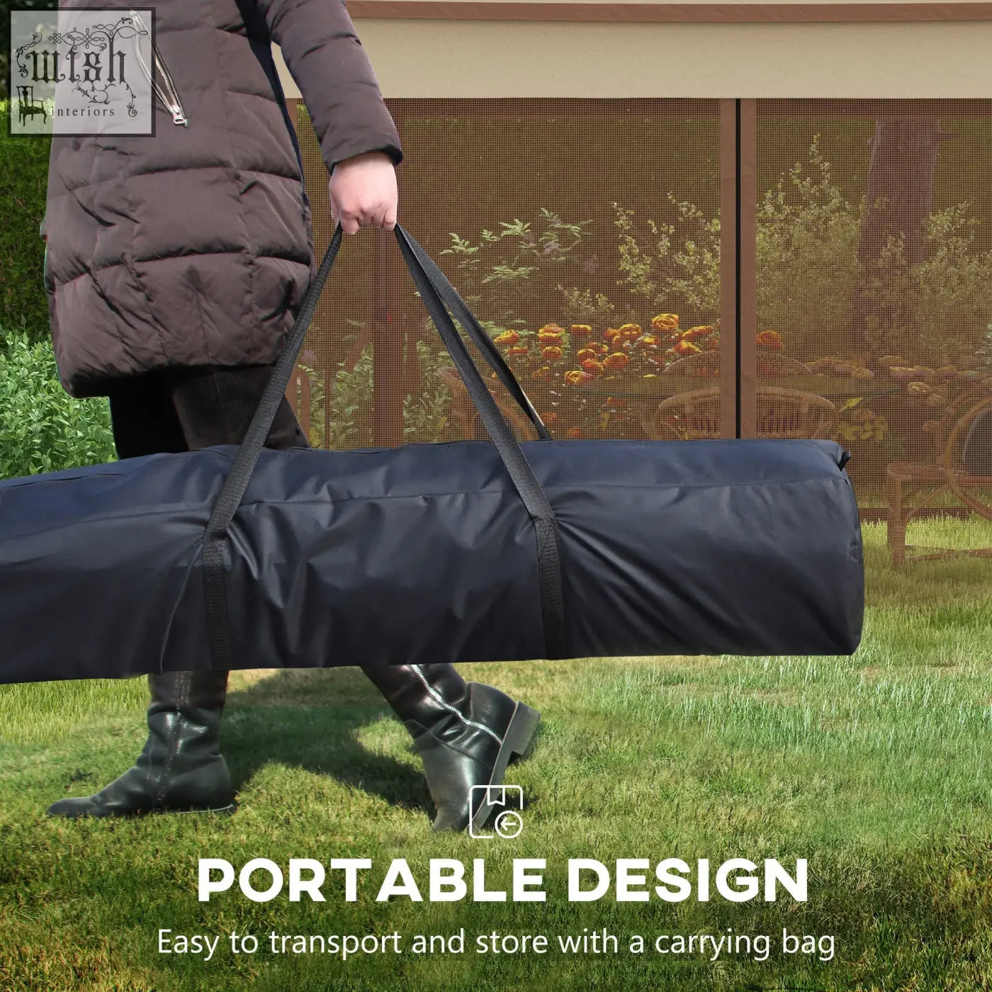Black durable fabric carry bag with sturdy handles for outsunny 3x3m pop up gazebo metal frame safe shelter