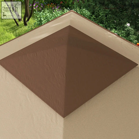 Brown textured pyramid roof tile with beige fabric border for outsunny khaki pop up gazebo metal frame and carry bag safe shelter