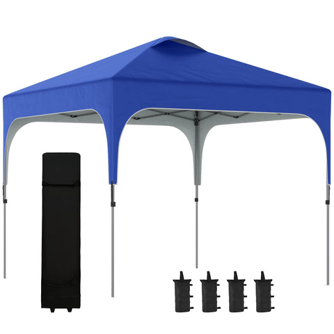 Blue outsunny 3 x 3m pop up gazebo with gray frame and uv50+ fabric canopy protects against sun rays outdoors