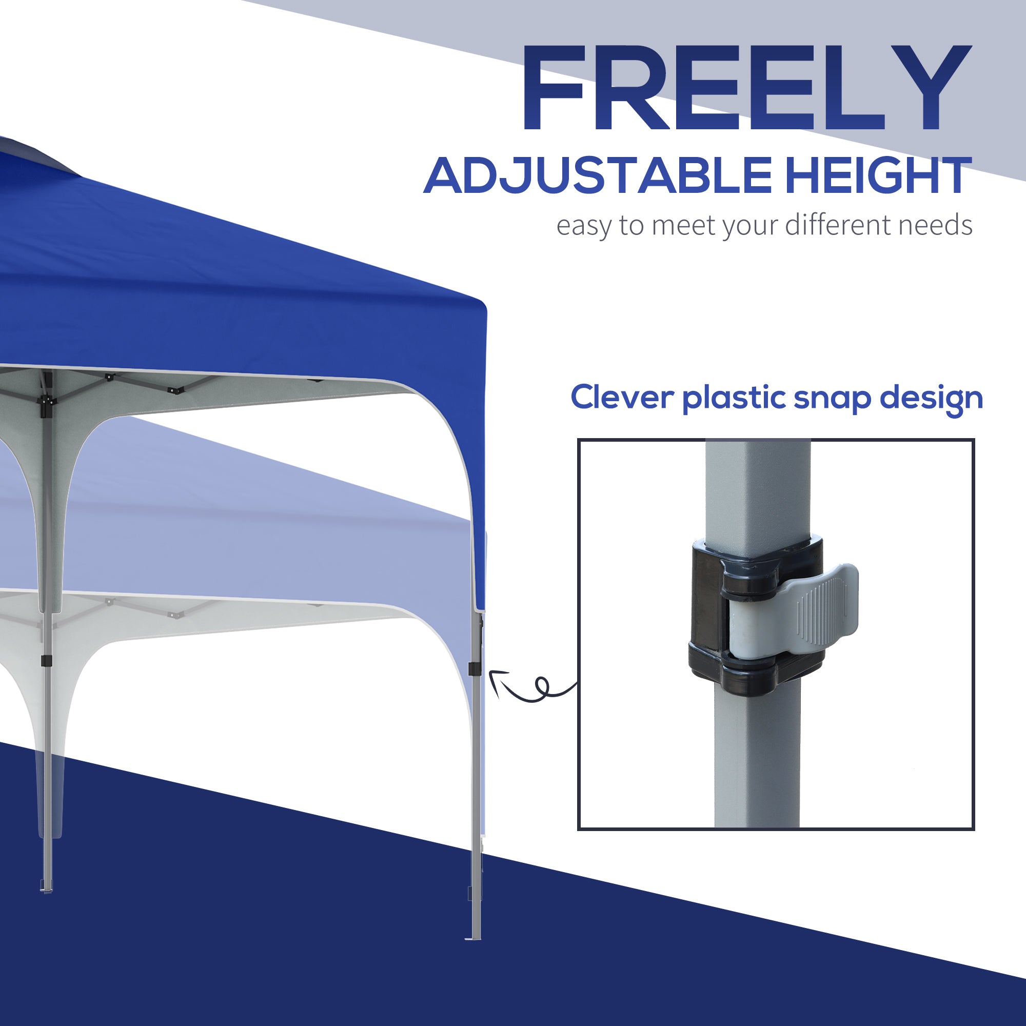 Blue outsunny 3x3m pop up gazebo with uv50+ fabric canopy and adjustable height metal frame for outdoor use