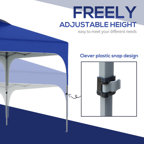 Blue outsunny 3x3m pop up gazebo with uv50+ fabric canopy and adjustable height metal frame for outdoor use
