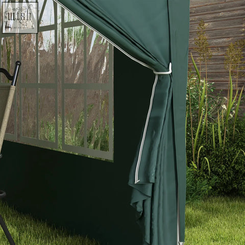 Dark green canvas panel with white trim and clear window of outsunny 3x3m pop up gazebo with powder-coated steel frame