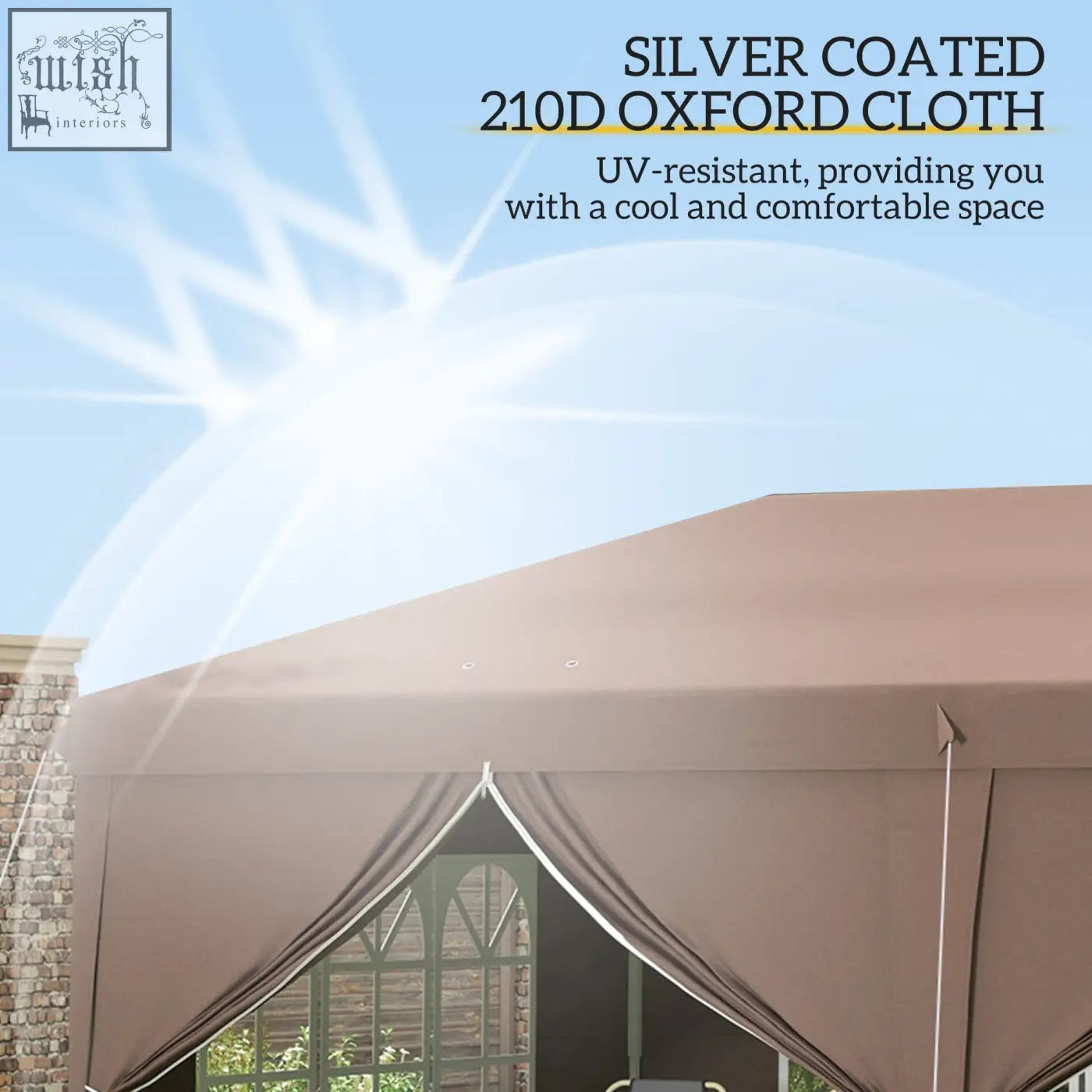 Brown 3 x 6 m outsunny pop up gazebo with silver 210d oxford cloth canopy steel frame ground stakes and carry bag