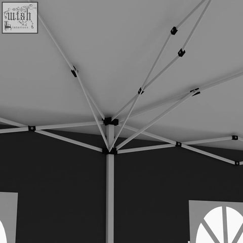 White metal frame of outsunny 3 x 6 m black pop up canopy tent with height adjustable legs carry bag ground stakes and guy ropes
