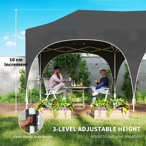 Outsunny dark grey 3x6m party tent with 210d oxford fabric and pop-up design for easy 3-level height setup