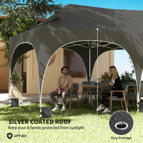 A dark grey outsunny 3 x 6m party tent with waterproof 210d oxford canopy and pop-up design for easy setup