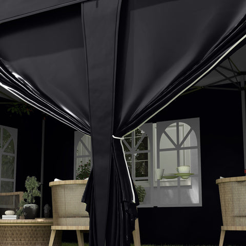 Outsunny 3 x 6m pop-up gazebo with black canopy white trim curtain walls windows includes carry bag ground stakes six guy ropes