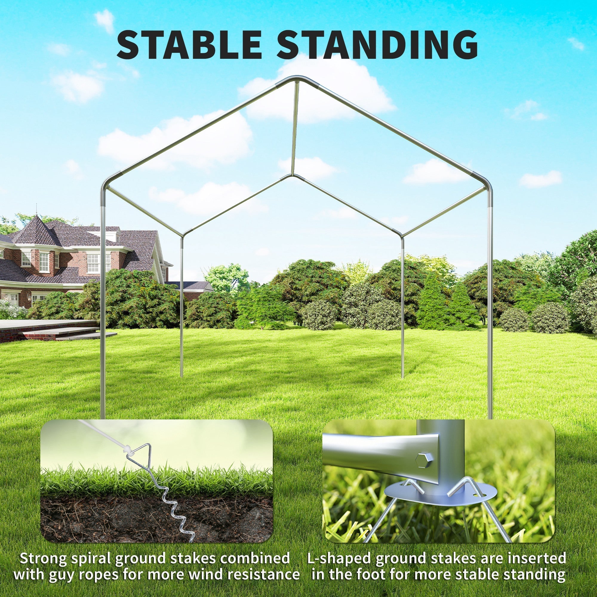 Outsunny 3 x 3 m party tent with metal frame, sleek silver finish, sturdy l-shaped stakes, beige canopy for outdoor events