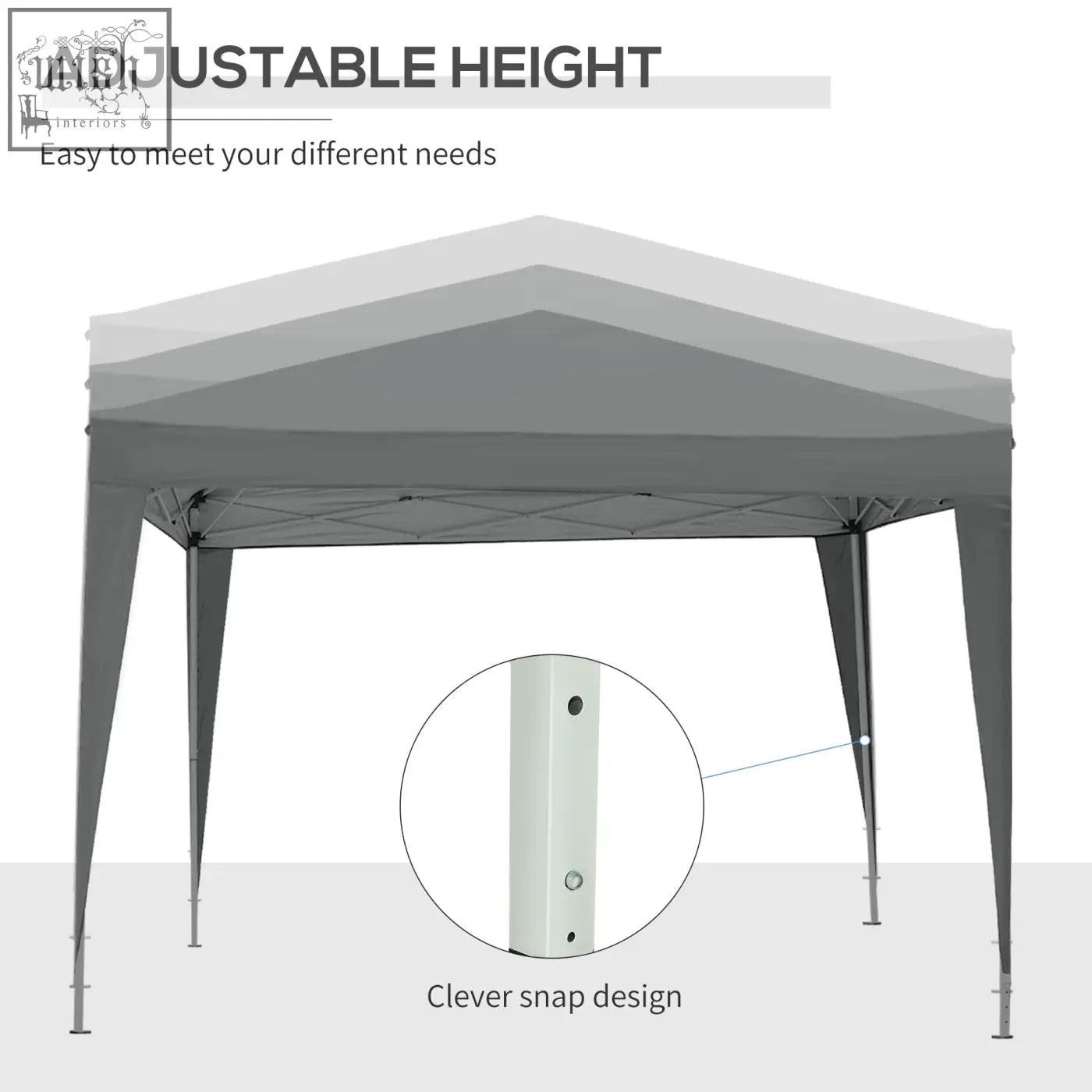 Gray outsunny 3x3m pop up canopy with adjustable height and snap design on coated steel frame for camping and parties