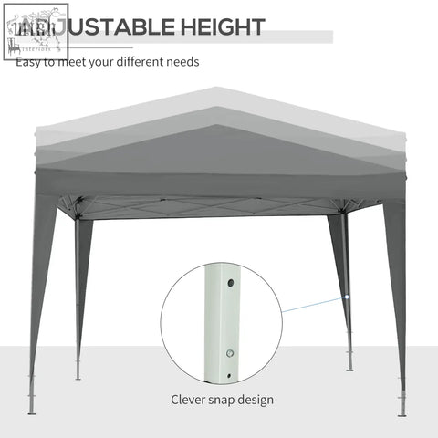 Gray outsunny 3x3m pop up canopy with adjustable height and snap design on coated steel frame for camping and parties