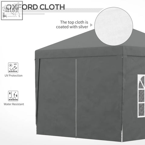 Gray oxford cloth outsunny gazebo with powder coated steel frame and silver top water resistant uv protected fabric
