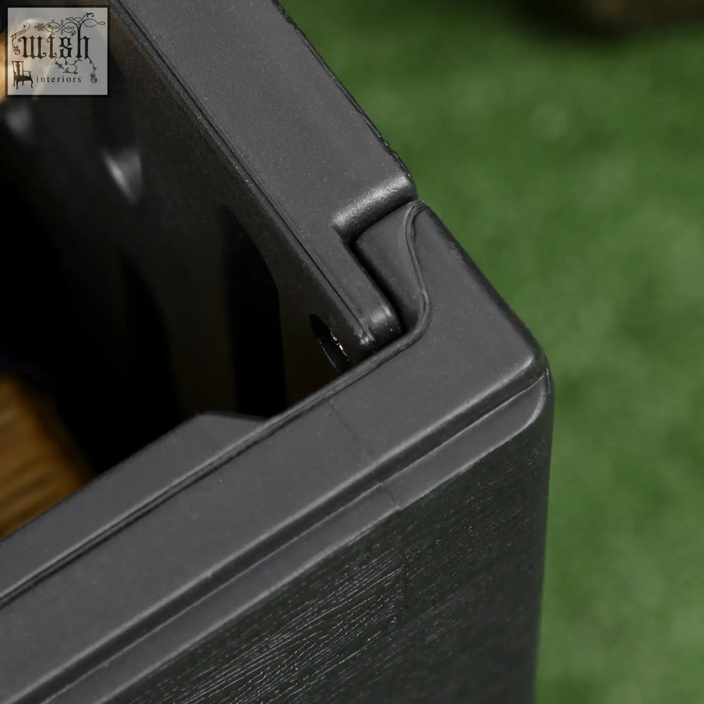 Black outsunny outdoor storage box with hinged lid textured surface heavy duty plastic deck organizer