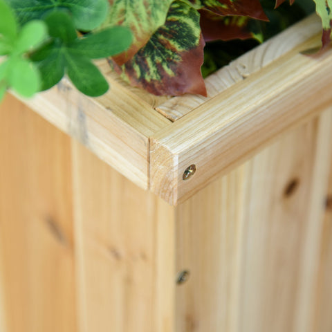Outsunny 37l light wooden garden planter box with brass screws and natural knots designed for excess water drainage