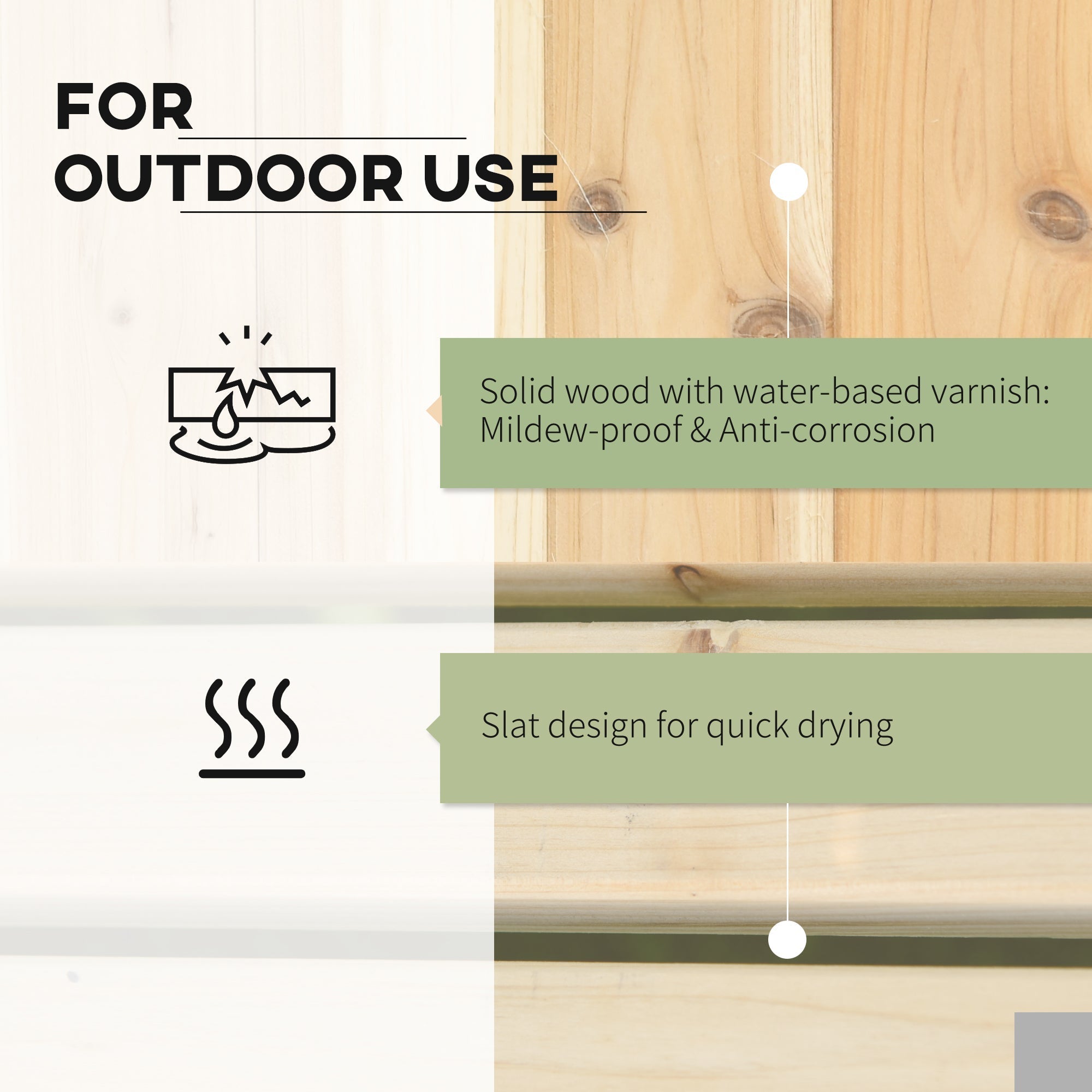 Outsunny 37l wooden garden planter and bench in light wood with water-based varnish finish to prevent excess water damage