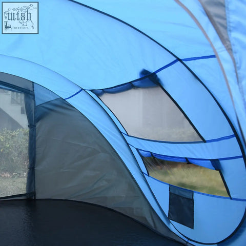 Sky blue outsunny camping tent with mesh windows and pvc panels perfect for 4-5 person outdoor trips