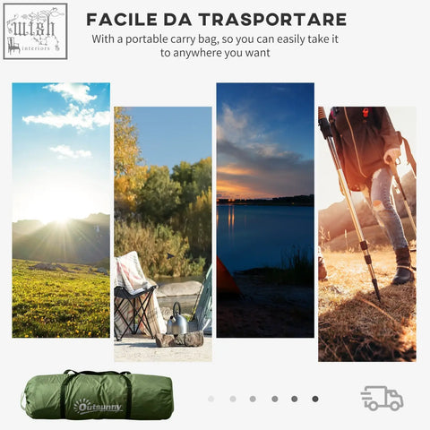 Olive green outsunny camping tent carry bag with black handles made of polyester taffeta for 4-6 man tent with mesh windows