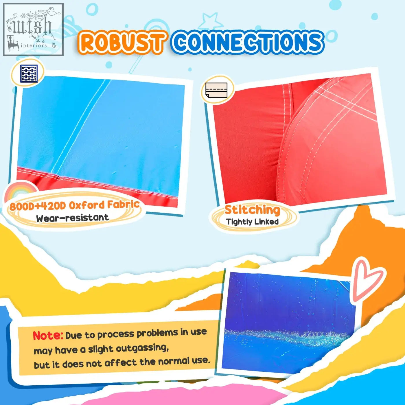 Outsunny blue and red 4 in 1 bouncy castle with climbing wall made of 800d oxford fabric with ground stakes