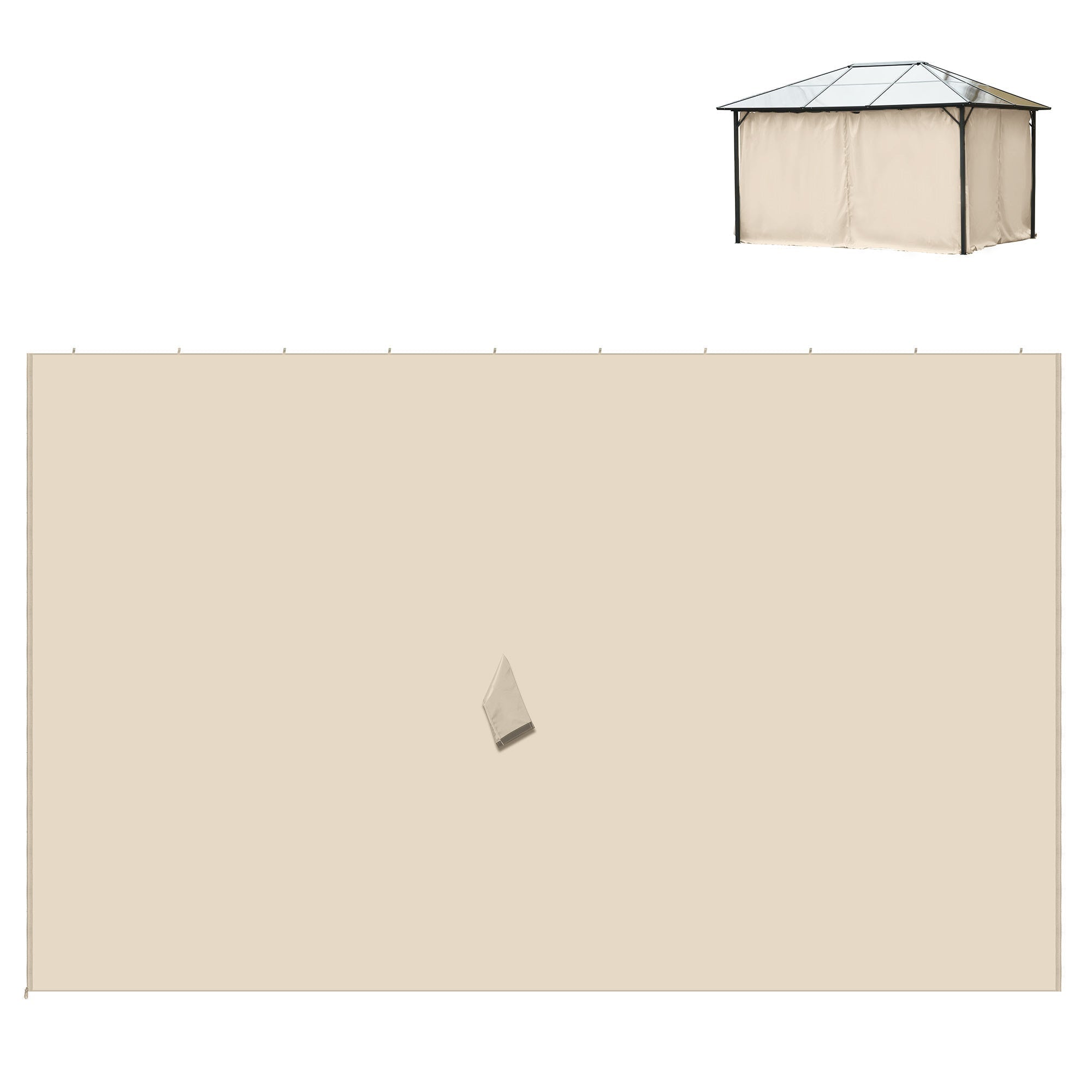 Beige fabric garden privacy screen with matching canopy top for outsunny gazebo frame 3 x 4m outdoor shelter sidewalls